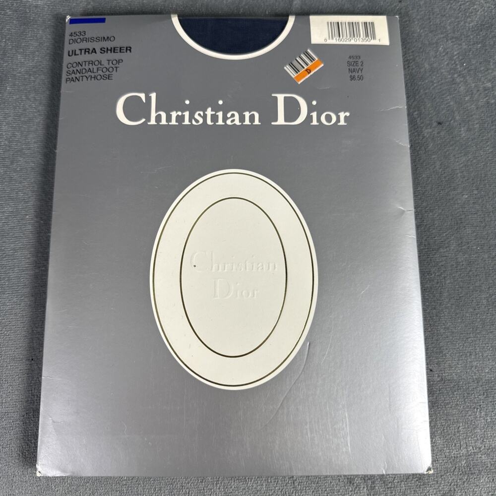 Vintage Christian Dior Pantyhose Size 2 Ultra‎ Sheer Diorissimo Navy 4533